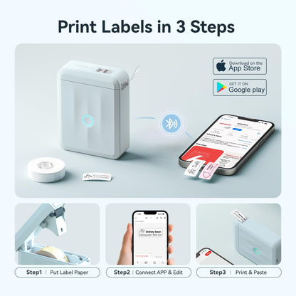 NB524 - Niimbot - D110-M - Portable Bluetooth Label Printer Incl Free Label Roll (12x40mm)