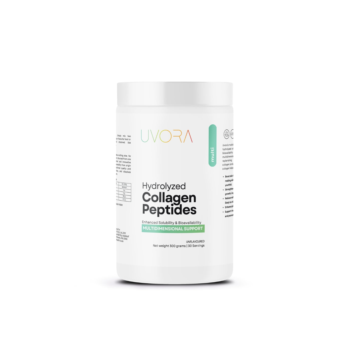 UVORA - HYRDROLYZED COLLAGEN PEPTIDES - MULTIDIMENSIONAL SUPPORT - 300 GRAMS