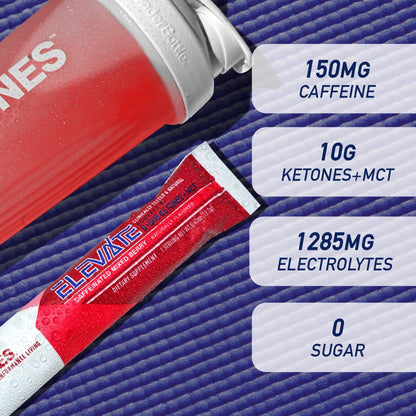 REAL KETONES - ELEVATE - D-BHB & MCT & ELECTROLYTES - 30 STICK PACK GUSSET BAG
