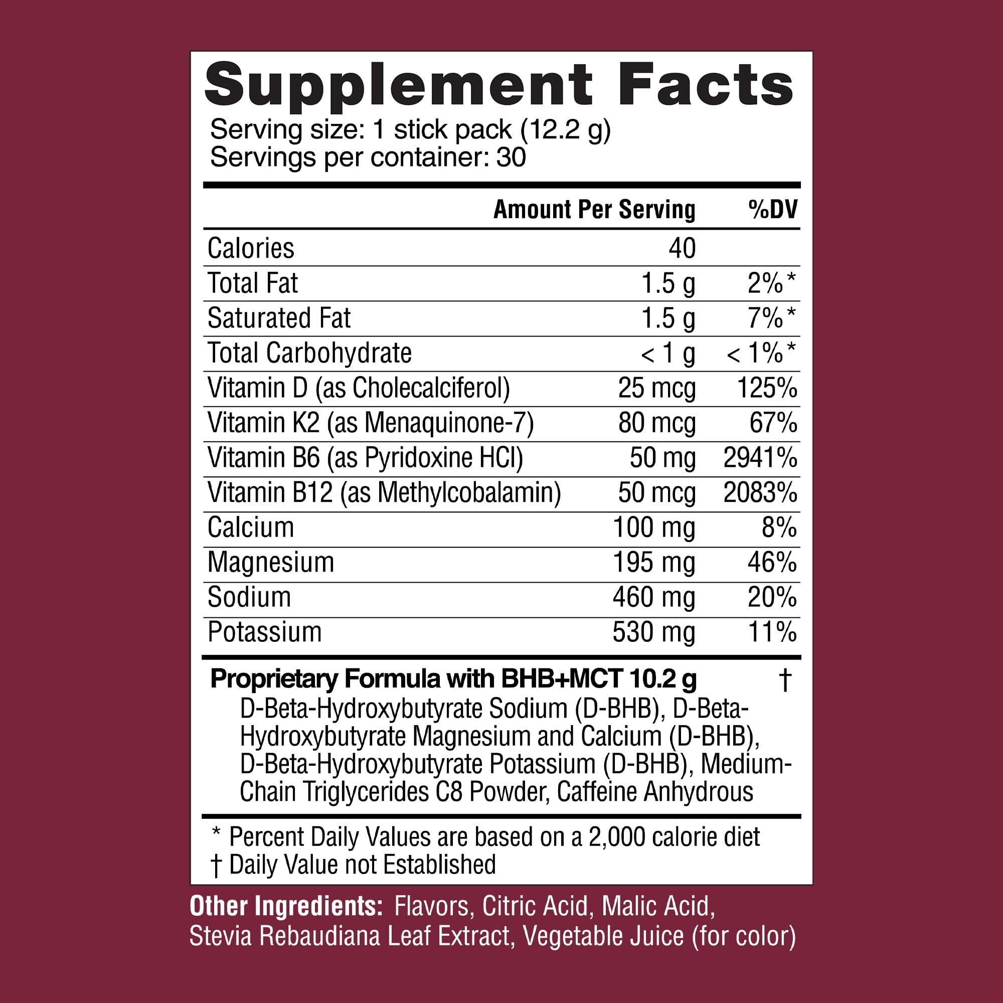 REAL KETONES - ELEVATE - D-BHB & MCT & ELECTROLYTES - 30 STICK PACK GUSSET BAG
