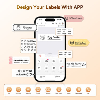 NIIMBOT - D101 Bluetooth Label Printer Incl Label Roll - White