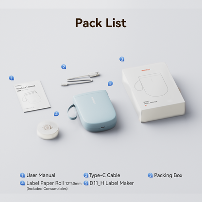 NB525 - Niimbot - D11-H - 300DPI - Portable Bluetooth Label Printer Inc Free Label Roll