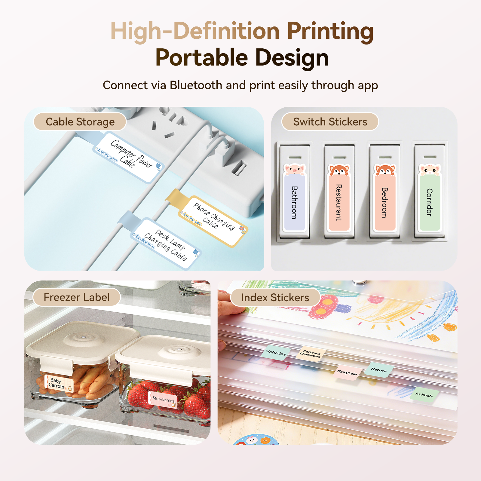 NB525 - Niimbot - D11-H - 300DPI - Portable Bluetooth Label Printer Inc Free Label Roll