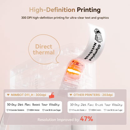 NB525 - Niimbot - D11-H - 300DPI - Portable Bluetooth Label Printer Inc Free Label Roll