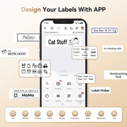 NB525 - Niimbot - D11-H - 300DPI - Portable Bluetooth Label Printer Inc Free Label Roll