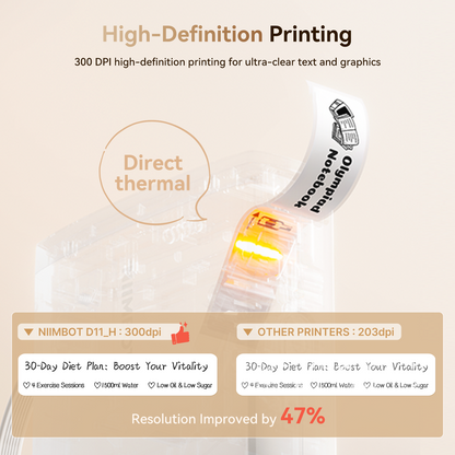 NB525 - Niimbot - D11-H - 300DPI - Portable Bluetooth Label Printer Inc Free Label Roll