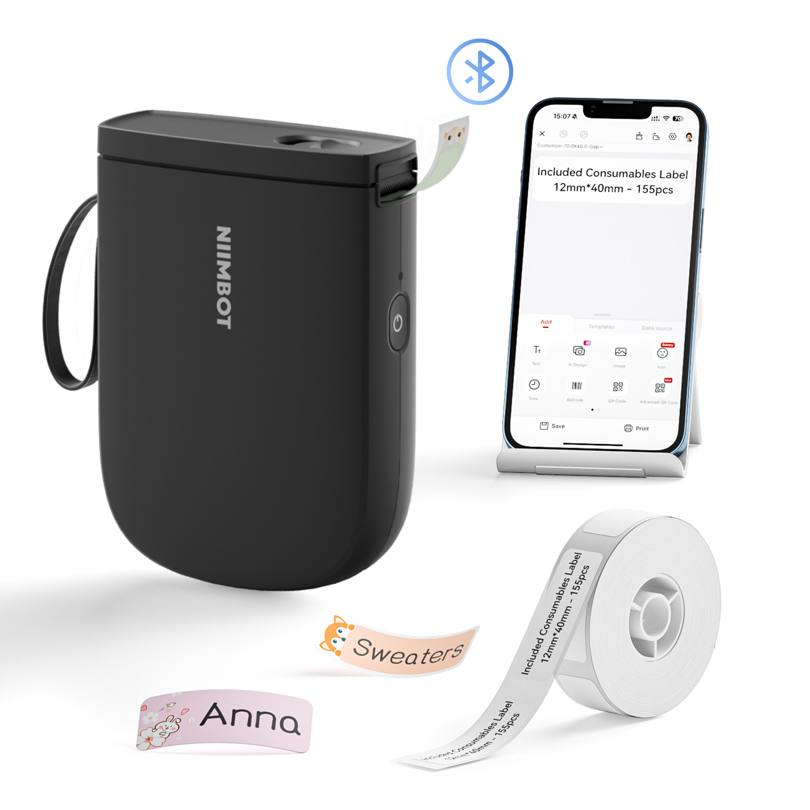 NB525 - Niimbot - D11-H - 300DPI - Portable Bluetooth Label Printer Inc Free Label Roll