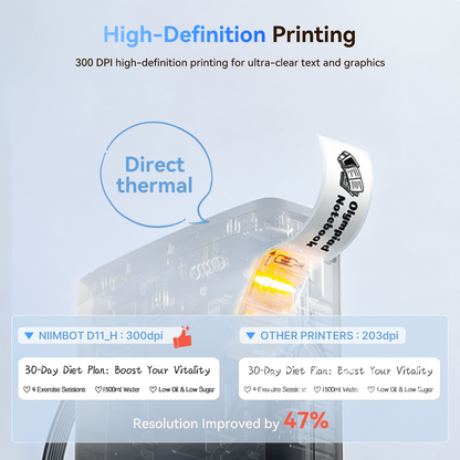 NB525 - Niimbot - D11-H - 300DPI - Portable Bluetooth Label Printer Inc Free Label Roll