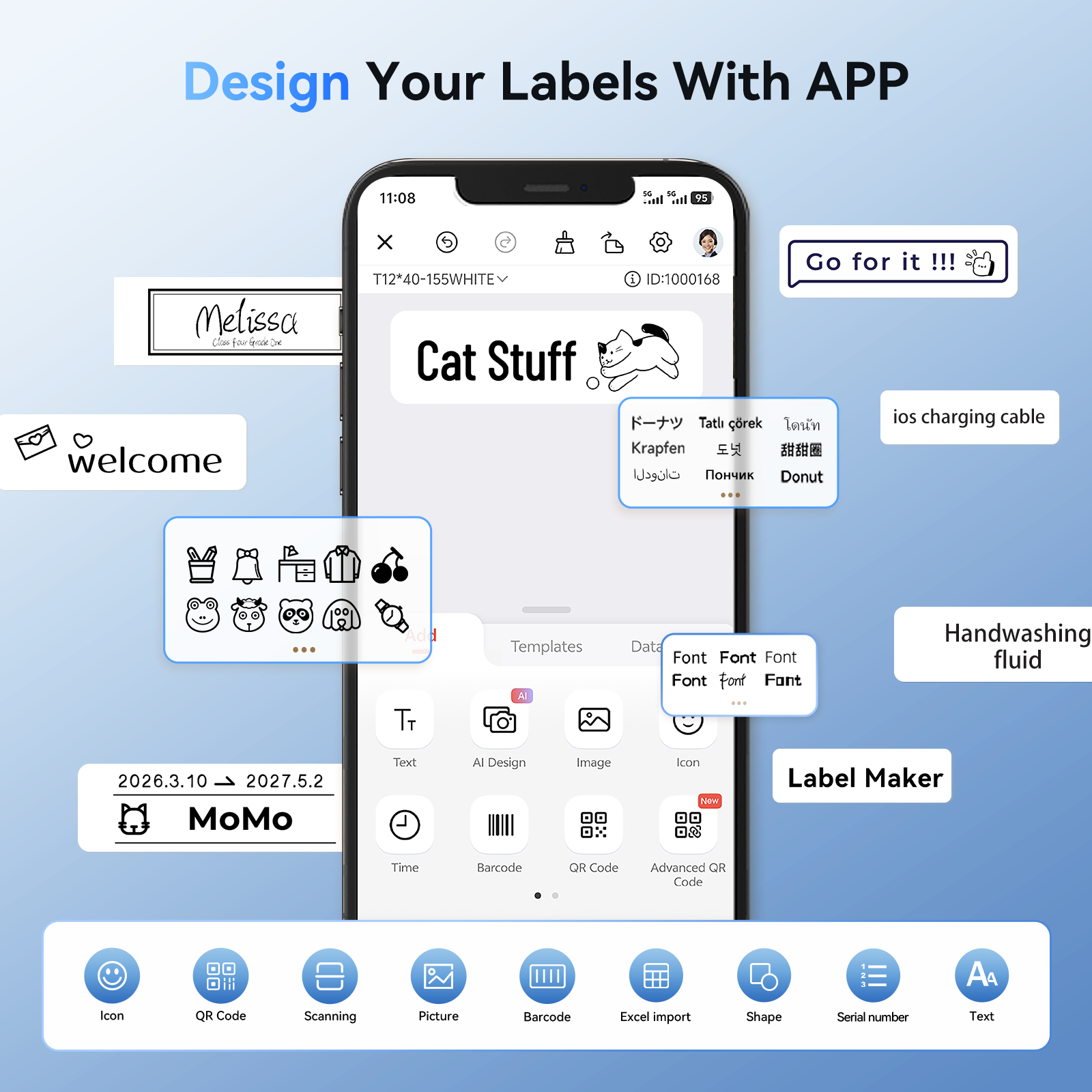 NB525 - Niimbot - D11-H - 300DPI - Portable Bluetooth Label Printer Inc Free Label Roll