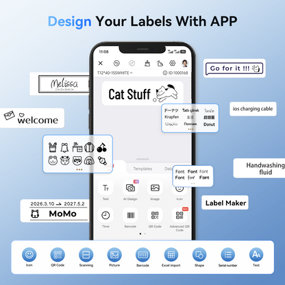 NB525 - Niimbot - D11-H - 300DPI - Portable Bluetooth Label Printer Inc Free Label Roll