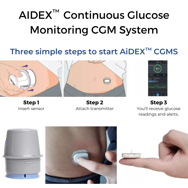 AiDEX™ - LITE - CONTINUOUS GLUCOSE MONITORING SYSTEM (CGM) - START UP KIT & SENSORS
