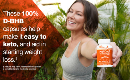 REAL KETONES - KETONE CHARGED - D-BHB + CAFFEINE - 120 CAPSULES - 1 MONTH SUPPLY