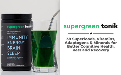 SUPERGREEN TONIK - 100% NATURAL GREENS SUPERFOOD POWDER – 30 DAY SUPPLY – 345 GRAMS (1 TUB) - MINT