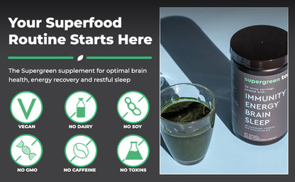 SUPERGREEN TONIK - 100% NATURAL GREENS SUPERFOOD POWDER – 30 DAY SUPPLY – 345 GRAMS (1 TUB) - MINT