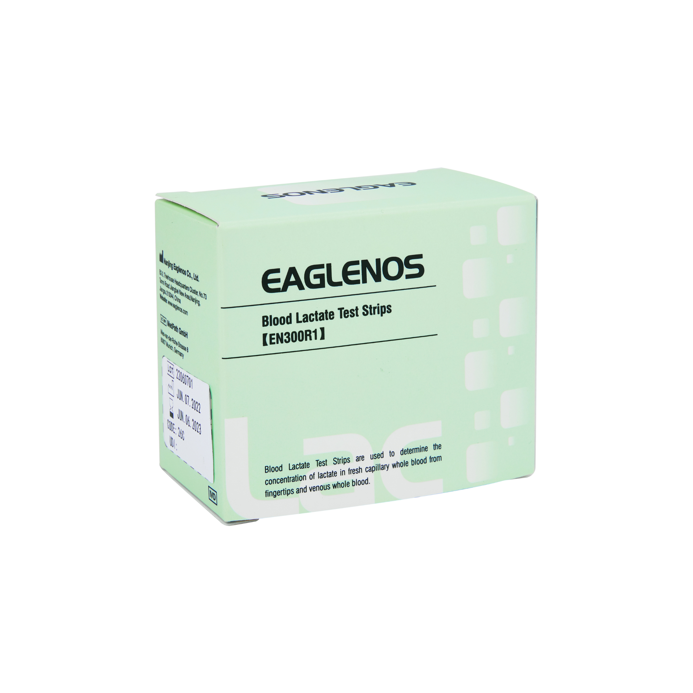 EAGLENOS - LACTATE START-UP BLOOD TEST METER KIT (EN310) - INCLUDES 50 LACTATE STRIPS