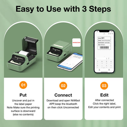 NB109 - NIIMBOT - B21 - PORTABLE THERMAL LABEL BLUETOOTH PRINTER INCLUDING FREE LABEL (50*30MM - WHITE)