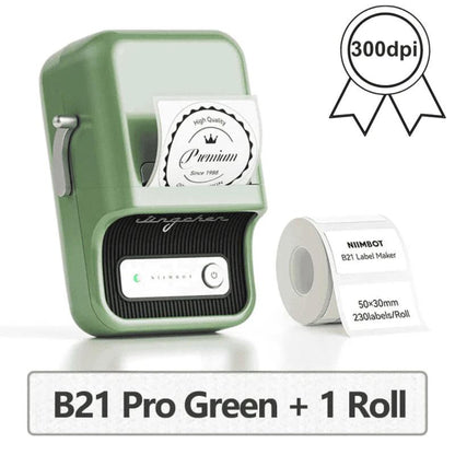 NIIMBOT - B21_PRO - 300DPI - PORTABLE THERMAL LABEL BLUETOOTH PRINTER WITH FREE LABEL ROLL - 50*30MM - WHITE