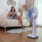 D&A HEALTH - RECHARGEABLE PORTABLE TABLE FAN WITH LED LIGHT - 16 INCHES