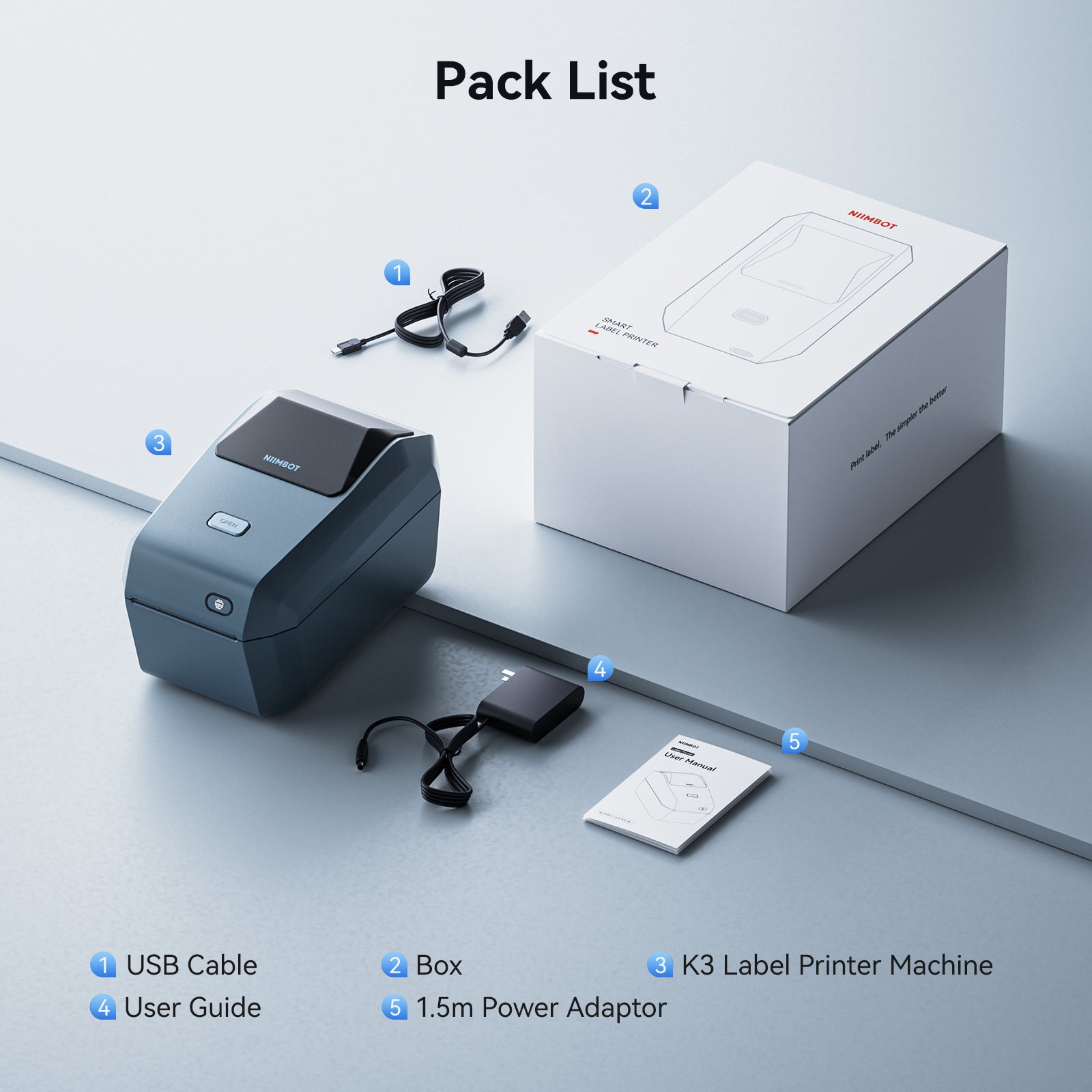 NB605 - Niimbot - K3 - Thermal Business Bluetooth Label Printer - Incl 50x30mm Label Roll With 900 Labels