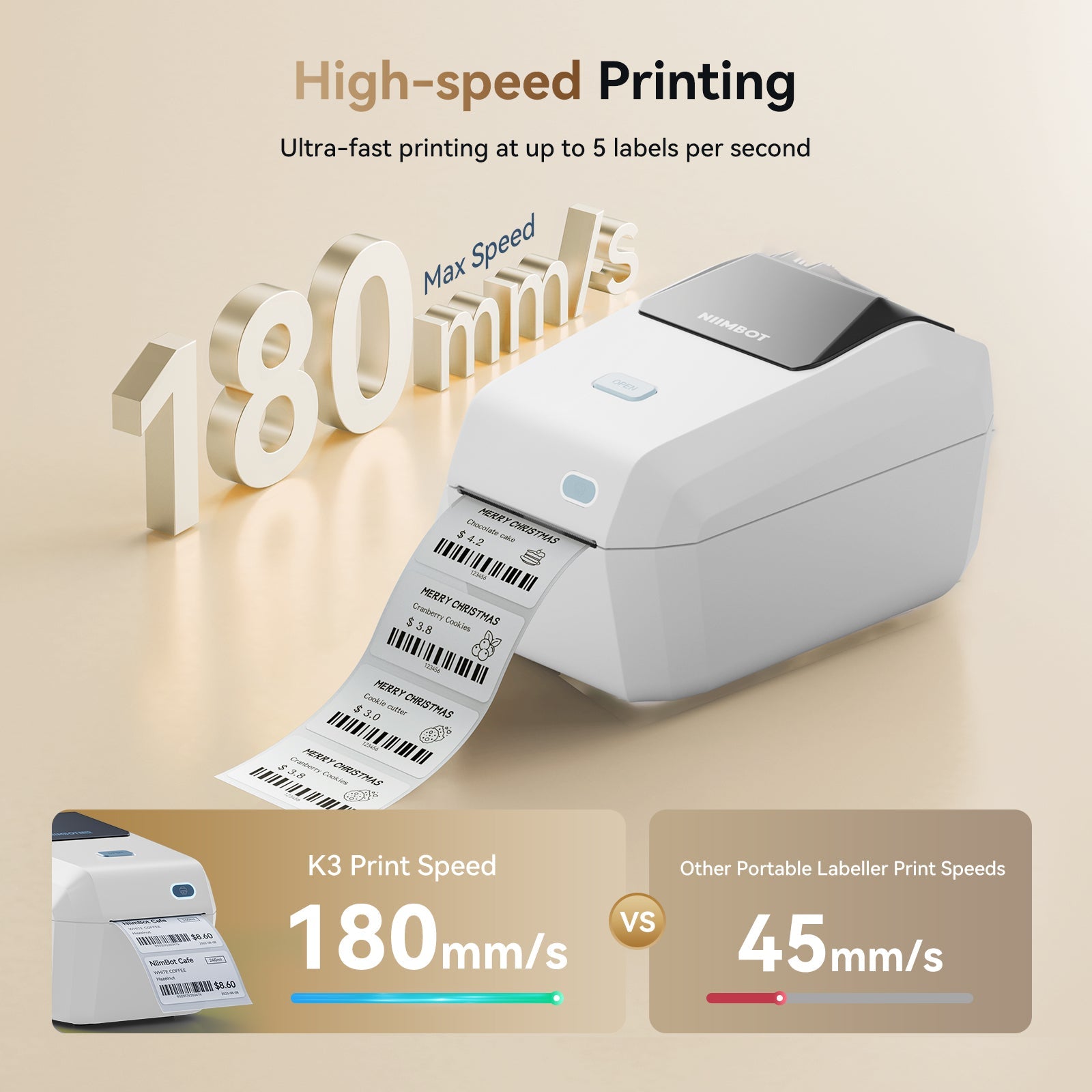 NB605 - Niimbot - K3 - Thermal Business Bluetooth Label Printer - Incl 50x30mm Label Roll With 900 Labels