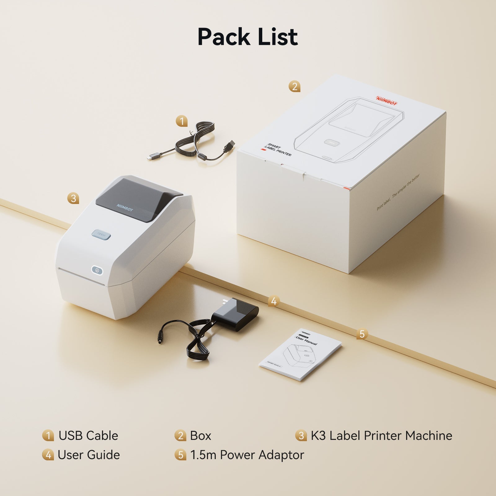 NB605 - Niimbot - K3 - Thermal Business Bluetooth Label Printer - Incl 50x30mm Label Roll With 900 Labels
