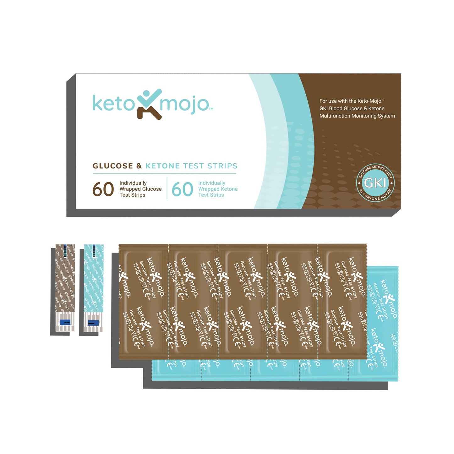 KETO MOJO™ - GKI - BLOOD GLUCOSE & KETONE TEST STRIPS (60'S) - COMBO PACK