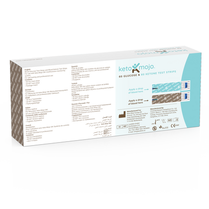 KETO MOJO™ - GKI - BLOOD GLUCOSE & KETONE TEST STRIPS (60'S) - COMBO PACK