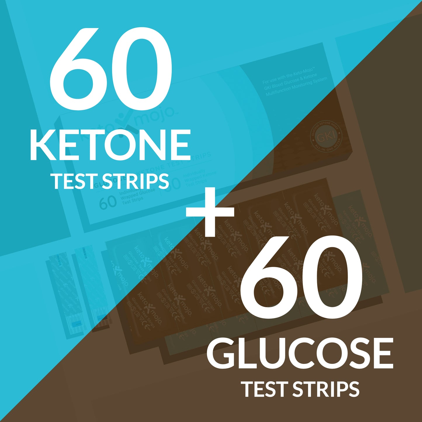 KETO MOJO™ - GKI - BLOOD GLUCOSE & KETONE TEST STRIPS (60'S) - COMBO PACK