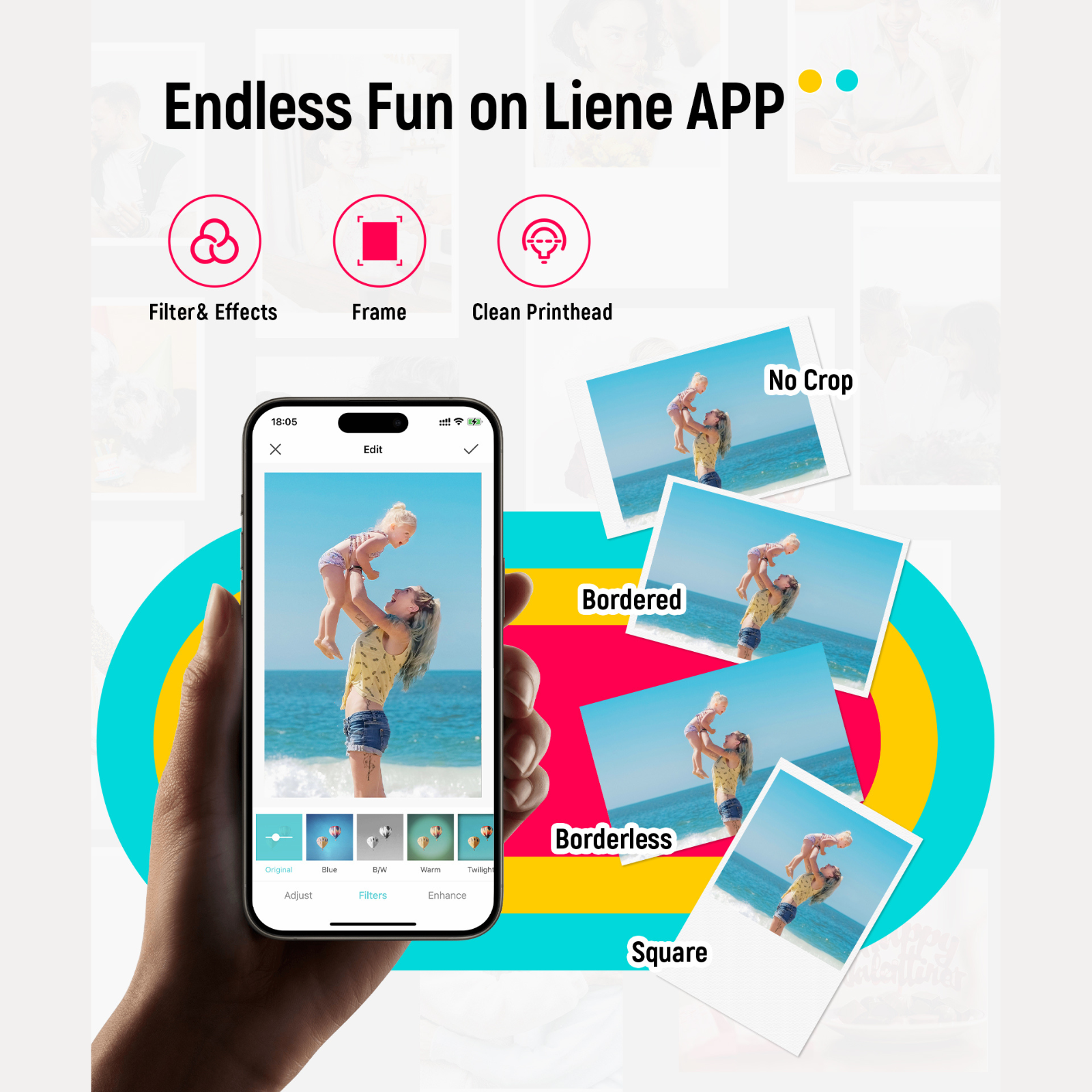 LIENE - Pearl K100 - 2x3 Inch ZINK Bluetooth Photo Printer - White - Incl. 10 Sheets Photo Paper