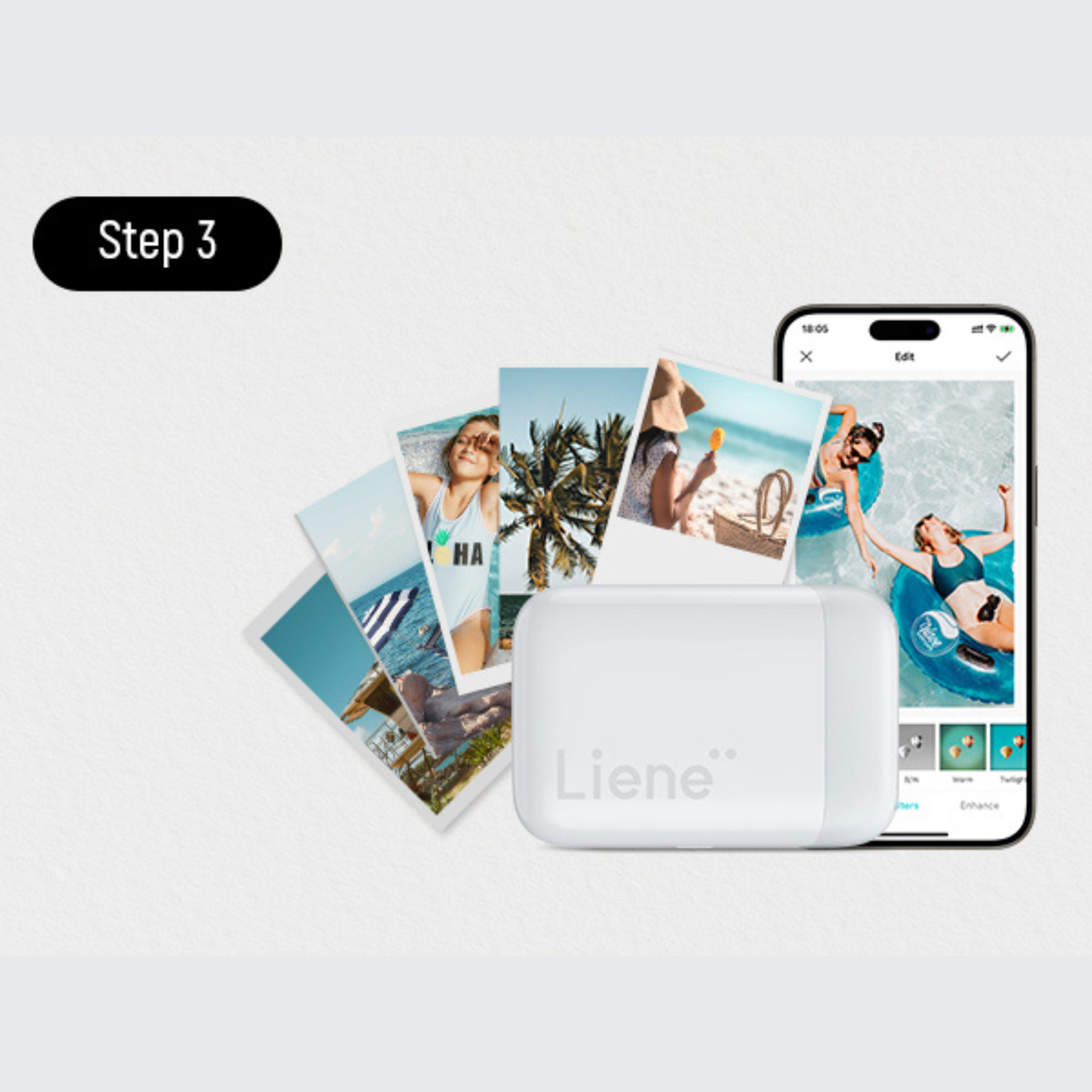 LIENE - Pearl K100 - 2x3 Inch ZINK Bluetooth Photo Printer - White - Incl. 10 Sheets Photo Paper