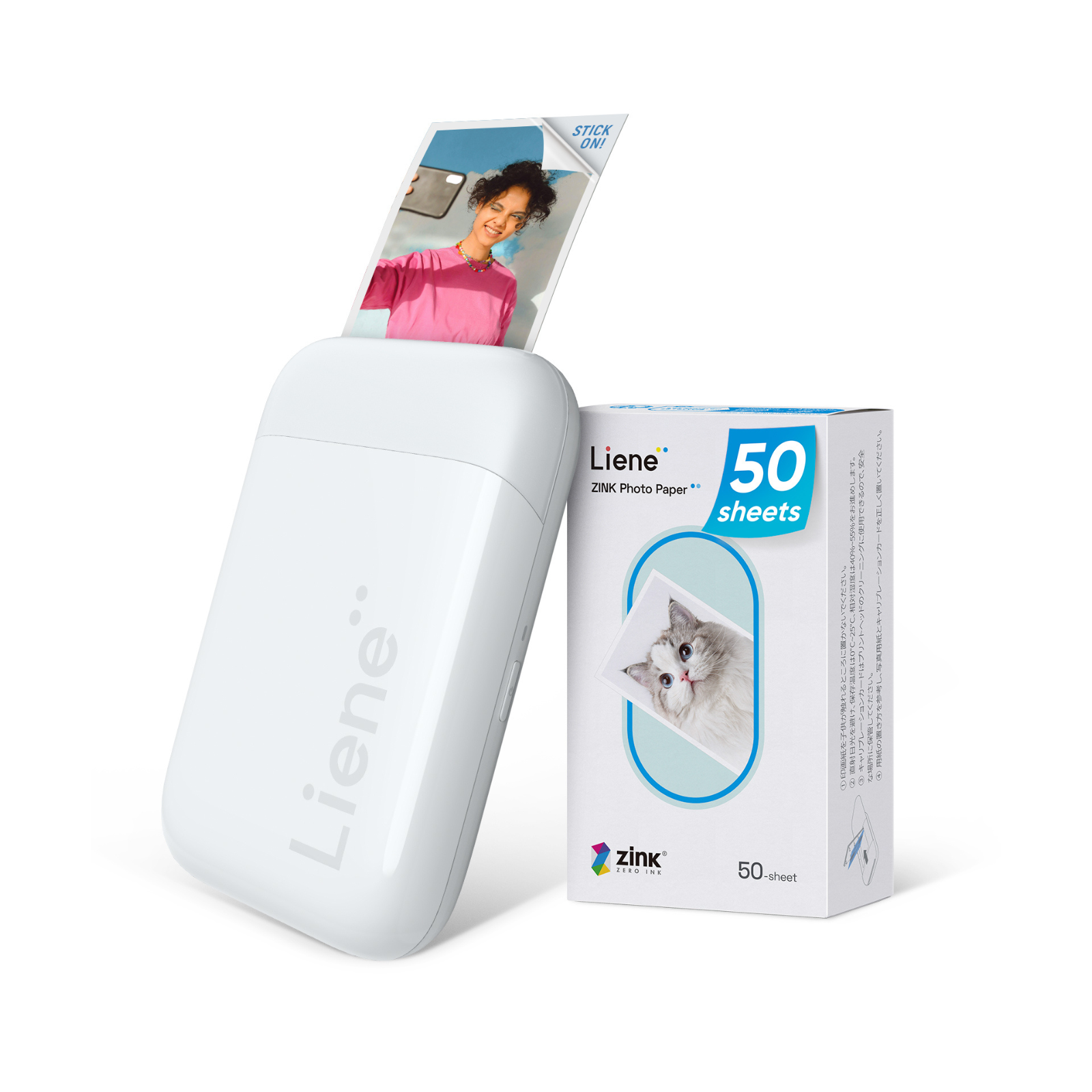 LIENE - Pearl K100 - 2x3 Inch ZINK Bluetooth Photo Printer - White - Incl. 50 Sheets Photo Paper