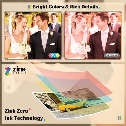 LIENE - Pearl K100 - 2x3 Inch ZINK Adhesive Photo Paper - 50 Sheets