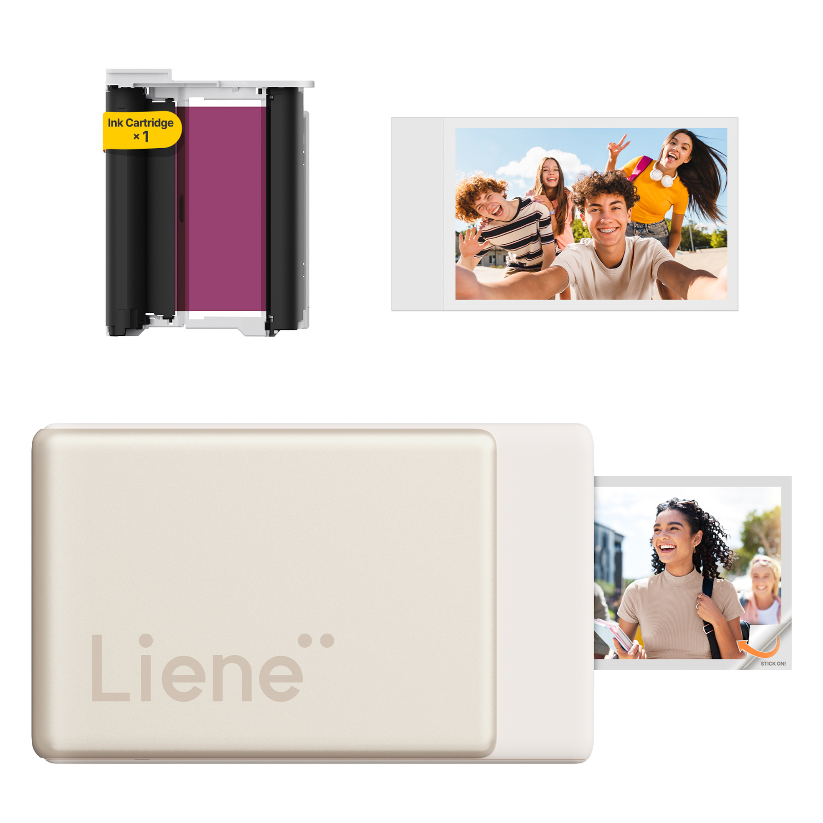 LIENE - Pearl N200 Pro - 2x3 Inch ZINK Bluetooth Photo Printer - Gold - Incl. 10 Sheets Photo Paper