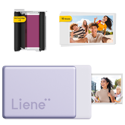 LIENE - Pearl N200 Pro - 2x3 Inch ZINK Bluetooth Photo Printer - Purple - Incl. 10 Sheets Photo Paper