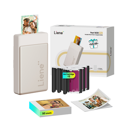 LIENE - Pearl N200 Pro - 2x3 Inch ZINK Bluetooth Photo Printer - Incl. 50 Sheets Photo Paper