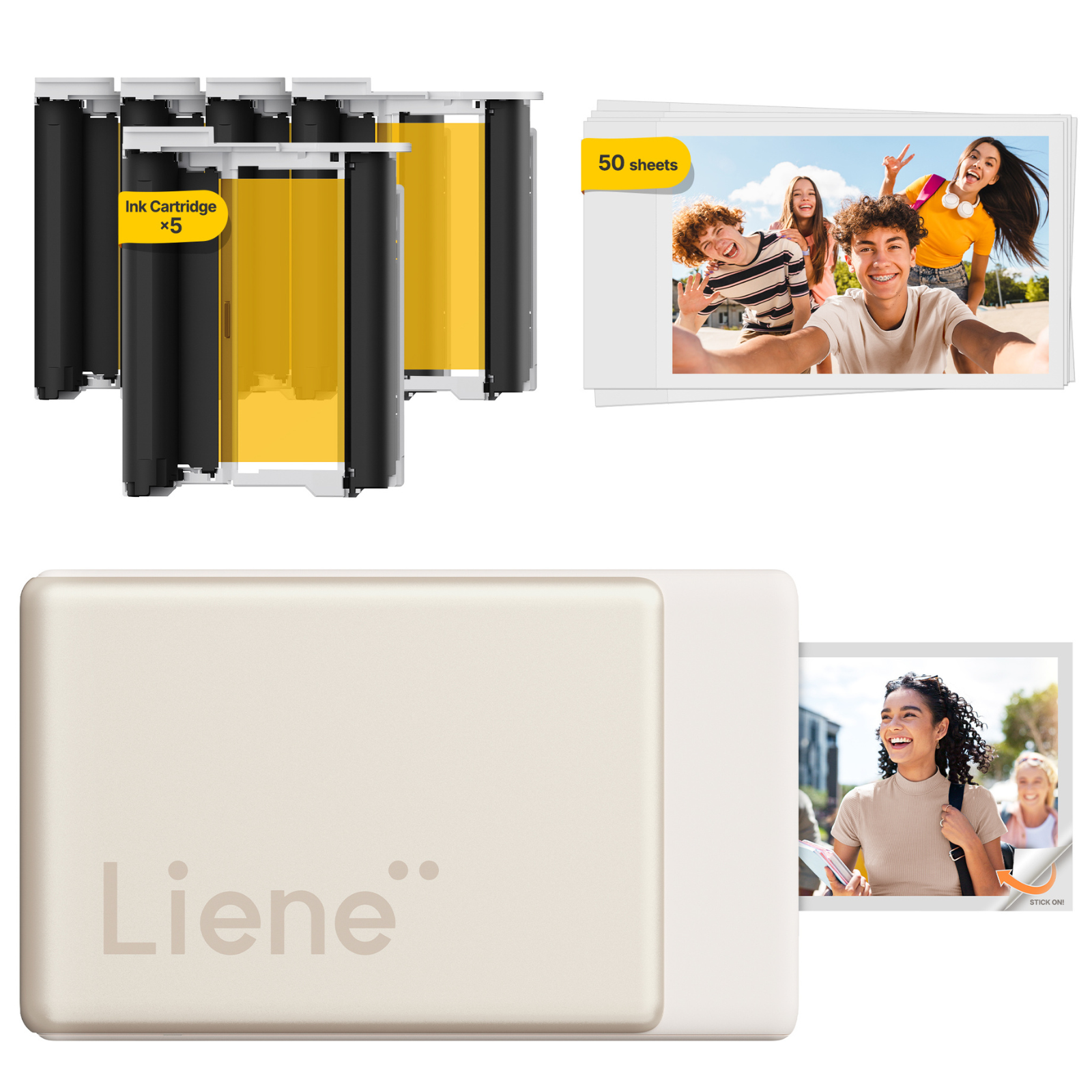 LIENE - Pearl N200 Pro - 2x3 Inch ZINK Bluetooth Photo Printer - Incl. 50 Sheets Photo Paper