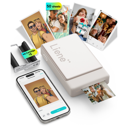 LIENE - Pearl N200 Pro - 2x3 Inch ZINK Bluetooth Photo Printer - Incl. 50 Sheets Photo Paper