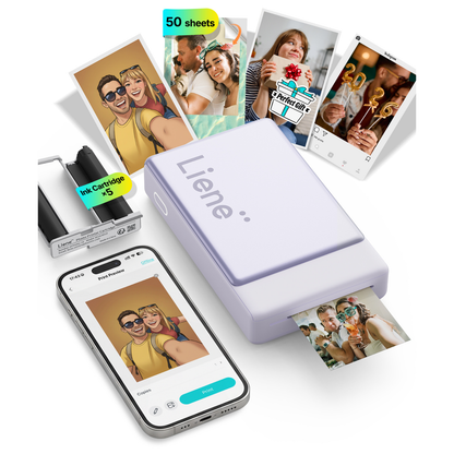 LIENE - Pearl N200 Pro - 2x3 Inch ZINK Bluetooth Photo Printer - Incl. 50 Sheets Photo Paper