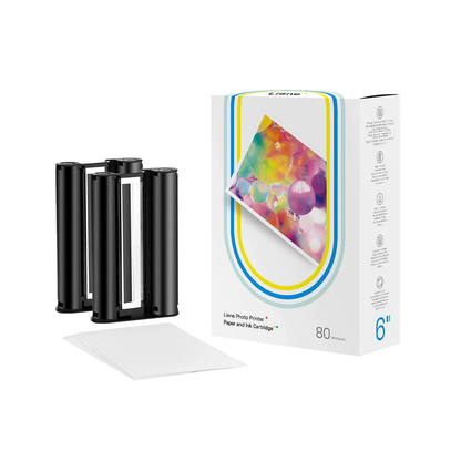 LIENE - Amber - 4x6 Inch Photo Paper & Ink Cartridge Refill Pack - 80 Sheets & 2 Ink Cartridges