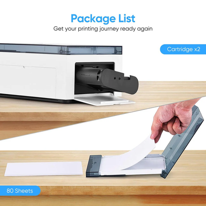 LIENE - Amber - 4x6 Inch Photo Paper & Ink Cartridge Refill Pack - 80 Sheets & 2 Ink Cartridges