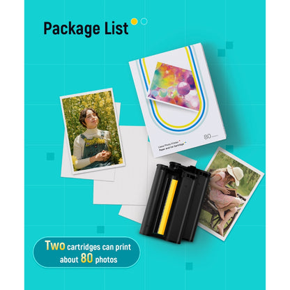 LIENE - Amber - 4x6 Inch Photo Paper & Ink Cartridge Refill Pack - 80 Sheets & 2 Ink Cartridges