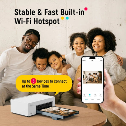 LIENE - Amber M200 - 4x6 Inch Bluetooth Photo Printer - Incl. 20 Sheets & 1 Ink Cartridge - With Battery