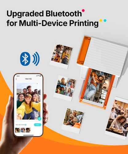 LIENE - Amber M110 - 4x6 Inch Bluetooth Photo Printer - Incl. 60 x 4x6 Inch Sheets, 20 x 3x3 Inch Sheets & 2 Ink Cartridges - Without Battery