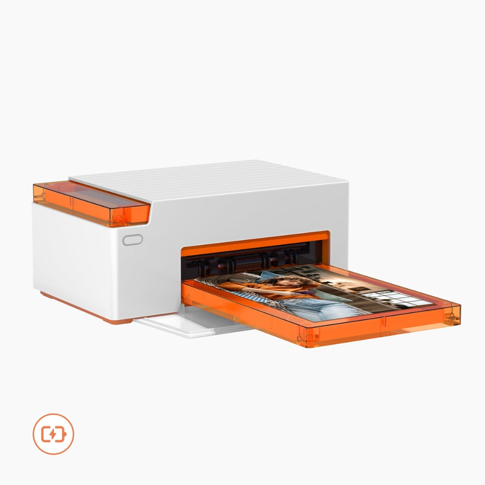 LIENE - Amber M210 - 4x6 Inch Bluetooth Photo Printer - Incl. 10 x 4x6 Inch Sheets, 10 x 3x3 Inch Sheets & 1 Ink Cartridge - With Battery