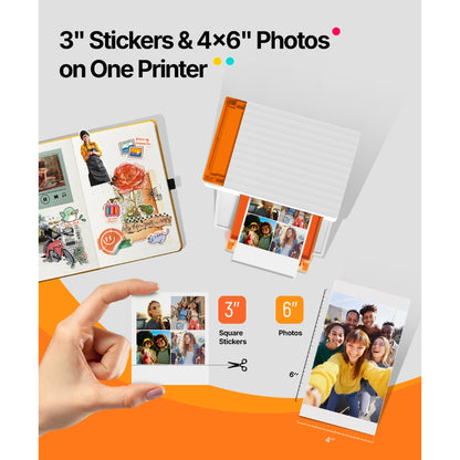 LIENE - Amber M210 - 4x6 Inch Bluetooth Photo Printer - Incl. 10 x 4x6 Inch Sheets, 10 x 3x3 Inch Sheets & 1 Ink Cartridge - With Battery