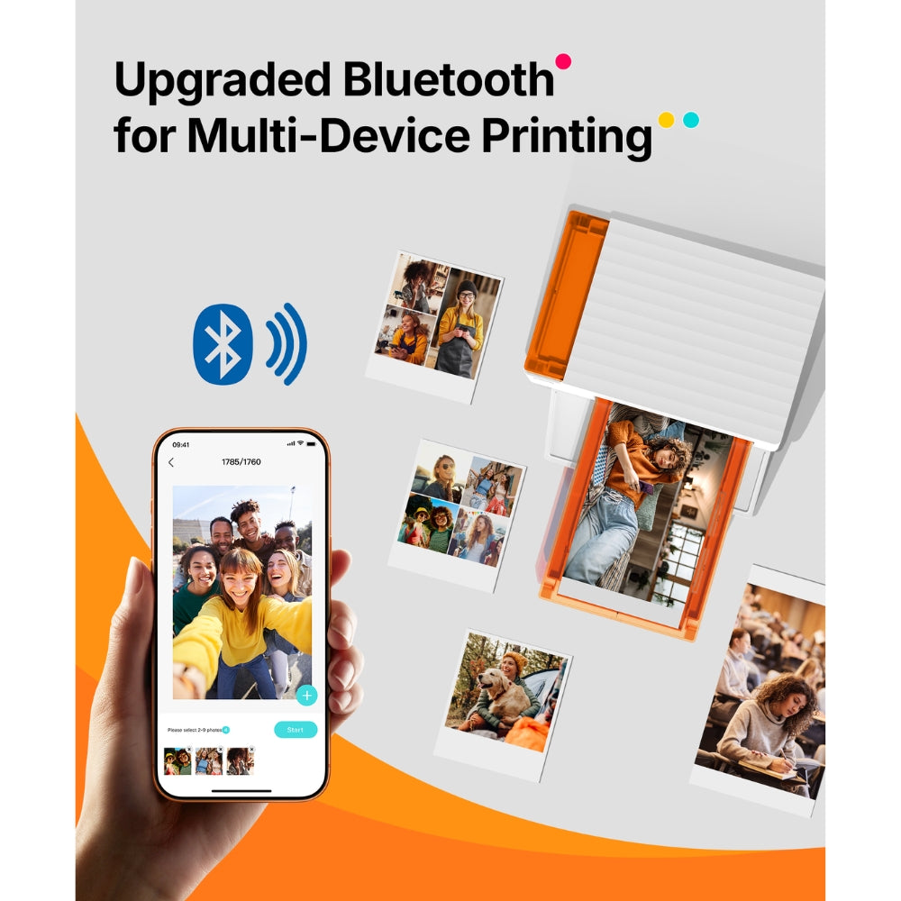 LIENE - Amber M210 - 4x6 Inch Bluetooth Photo Printer - Incl. 10 x 4x6 Inch Sheets, 10 x 3x3 Inch Sheets & 1 Ink Cartridge - With Battery