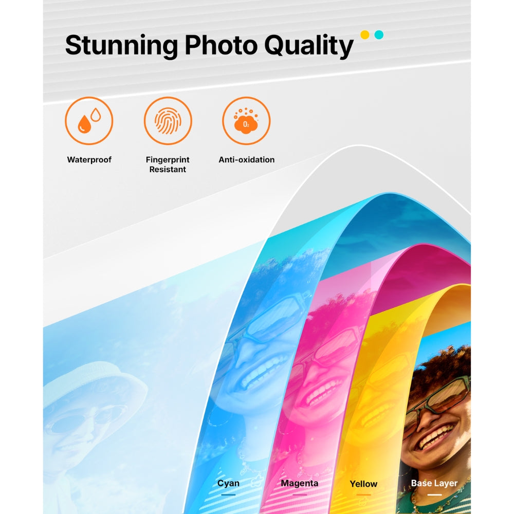 LIENE - Amber M210 - 4x6 Inch Bluetooth Photo Printer - Incl. 10 x 4x6 Inch Sheets, 10 x 3x3 Inch Sheets & 1 Ink Cartridge - With Battery
