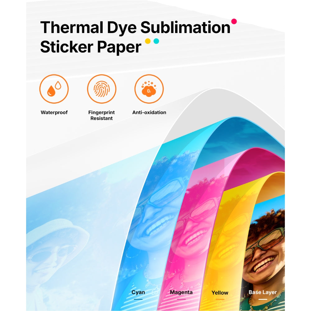 LIENE - Amber - 3x3 Inch Sticky Photo Paper & Ink Cartridge Refill Pack - 40 Sheets & 1 Ink Cartridge