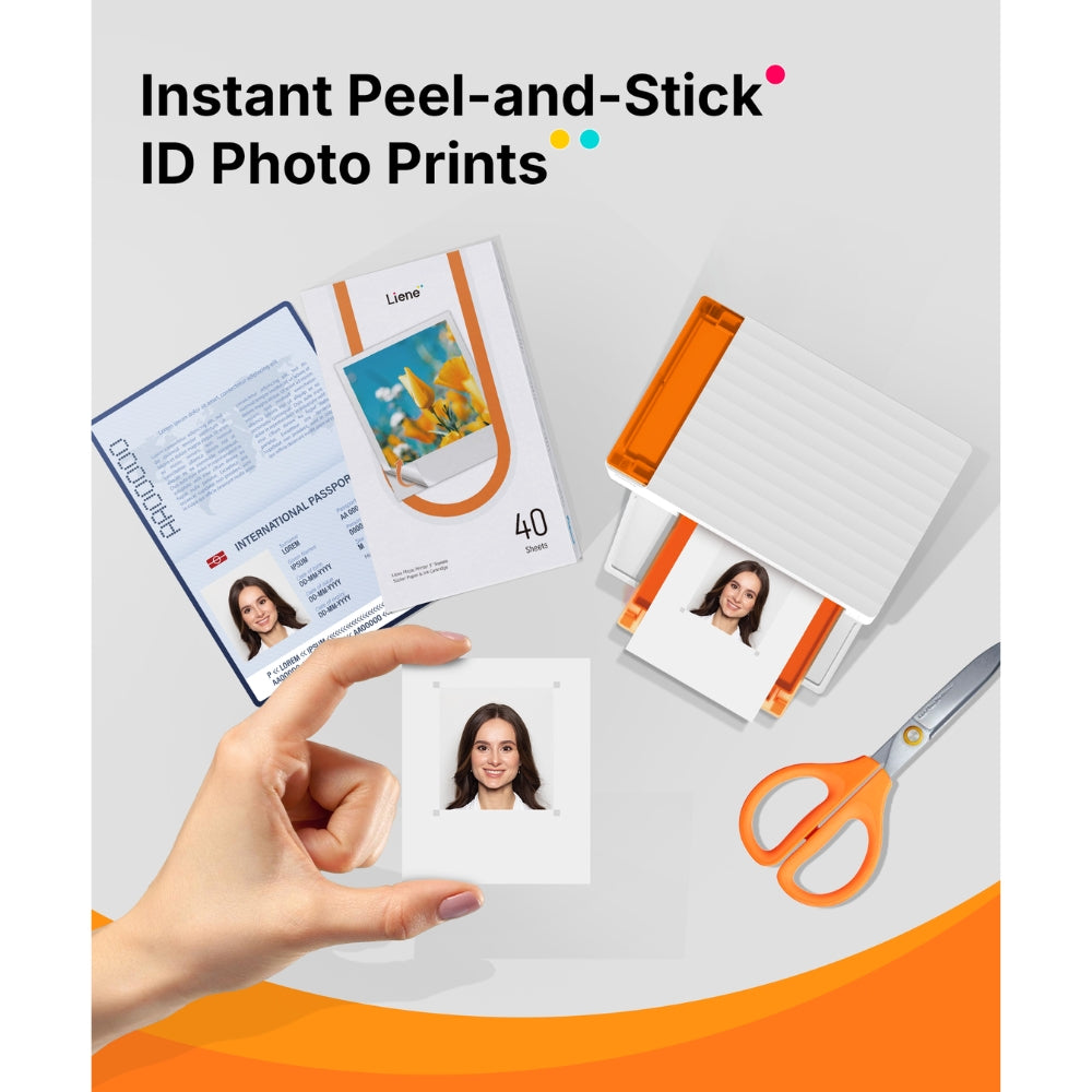 LIENE - Amber - 3x3 Inch Sticky Photo Paper & Ink Cartridge Refill Pack - 40 Sheets & 1 Ink Cartridge
