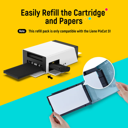 LIENE - PixCut S1 - 4x6 Inch Photo Paper & Ink Cartridge Refill Pack - 72 Sheets